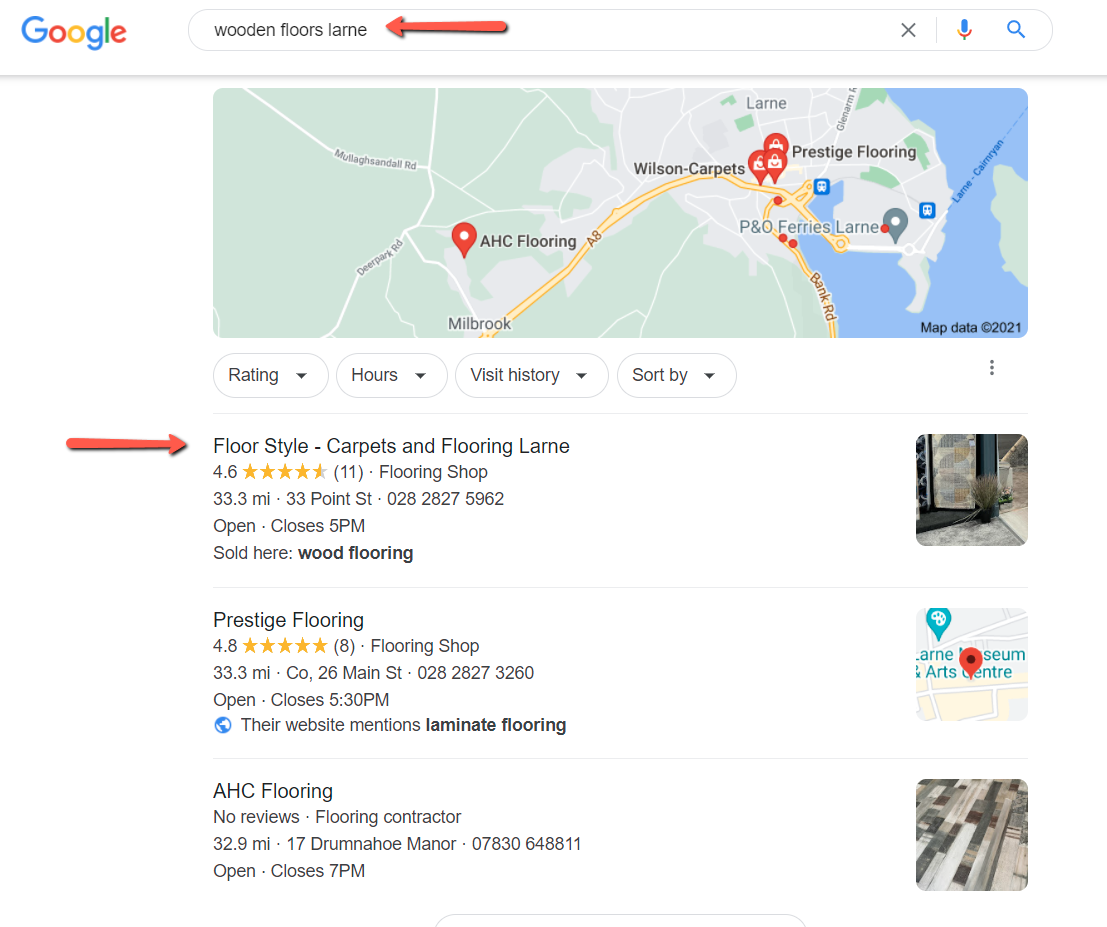 Google My Business Case Study - Floor Style Larne