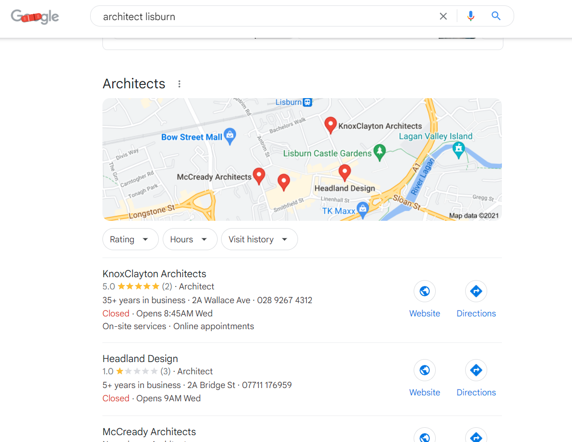 Google My Business Case Study - Knox Clayton Architects